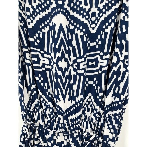 MSK Halter Strapless Jumpsuit Romper Medium Navy Orange Abstract Lightweight - Picture 7 of 10